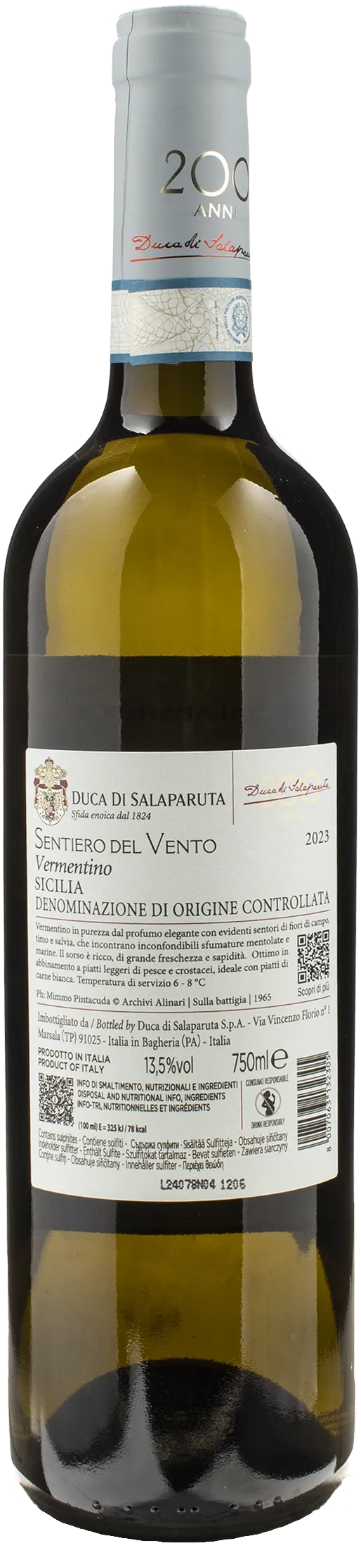 Duca di Salaparuta Vermentino Sentiero del Vento 2023