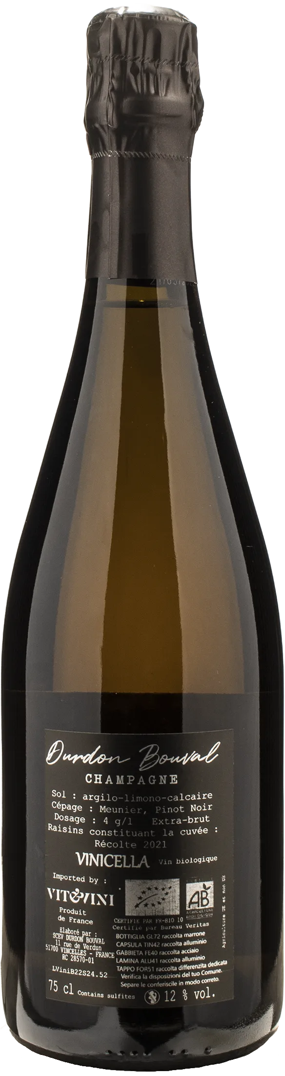 Durdon Bouval Champagne Blanc de Noirs Extra Brut Vinicella