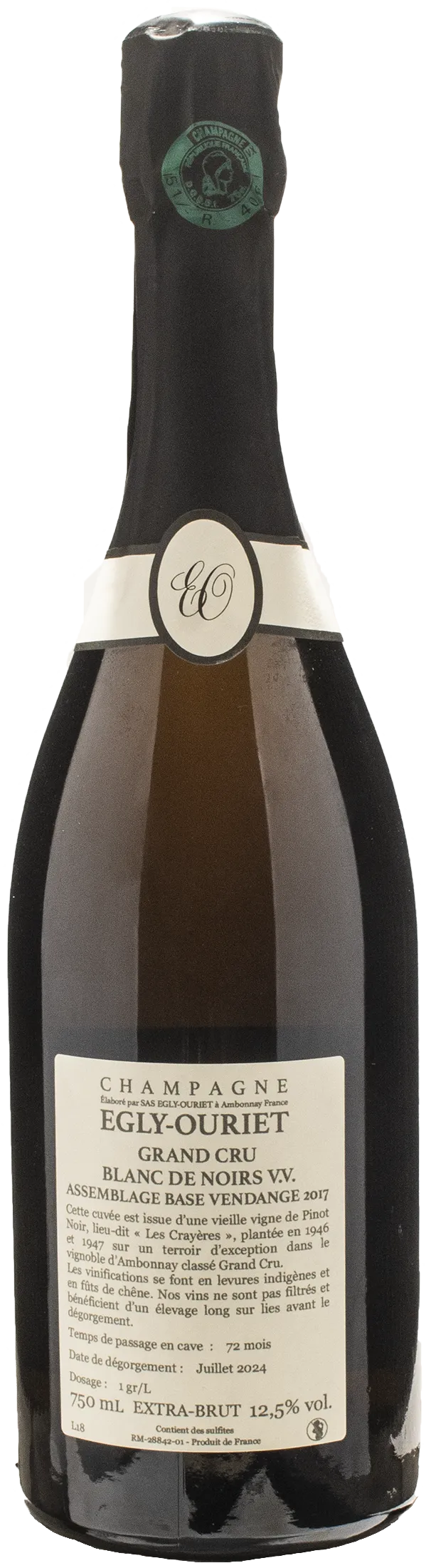 Egly Ouriet Champagne Les Crayeres Grand Cru Blanc de Noirs Vieilles Vignes Extra Brut