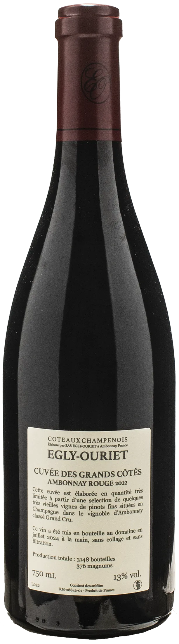 Egly Ouriet Coteaux Champenois Ambonnay Rouge Cuvee des Grands Cotes 2022