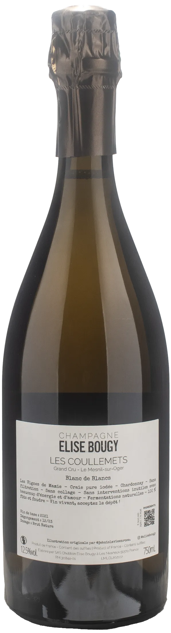Elise Bougy Champagne Grand Cru Les Coullemets Brut Nature Blanc de Blancs 21