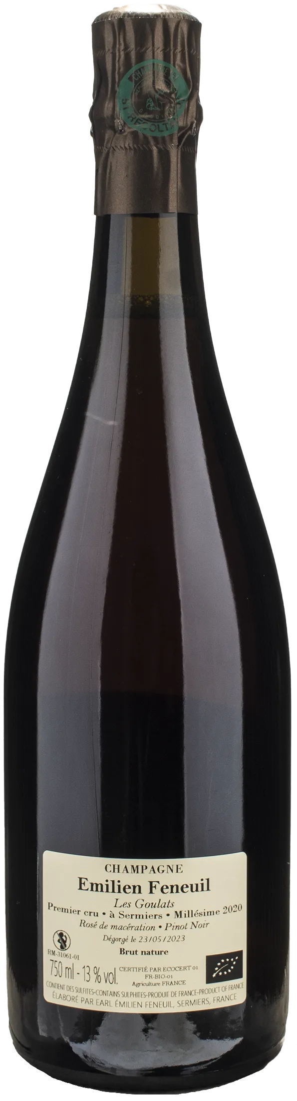 Emilien Feneuil Champagne 1er Cru Rose de Saignee Les Goulats Brut Nature 2020