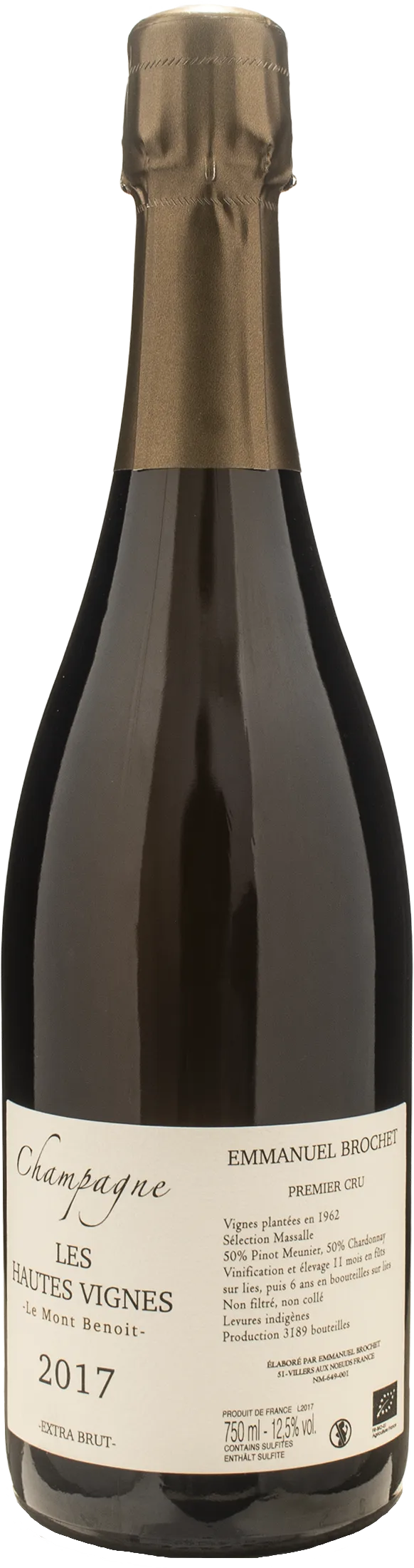 Emmanuel Brochet Champagne 1er Cru Extra Brut Les Hautes Vignes Le Mont Benoit 2017