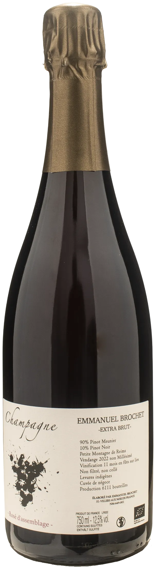 エマニュエル　ブロシェ Rosé d'assemblage Emmanuel Brochet Organic Rosé Champagne Extra Brut 0.75L | XtraWine