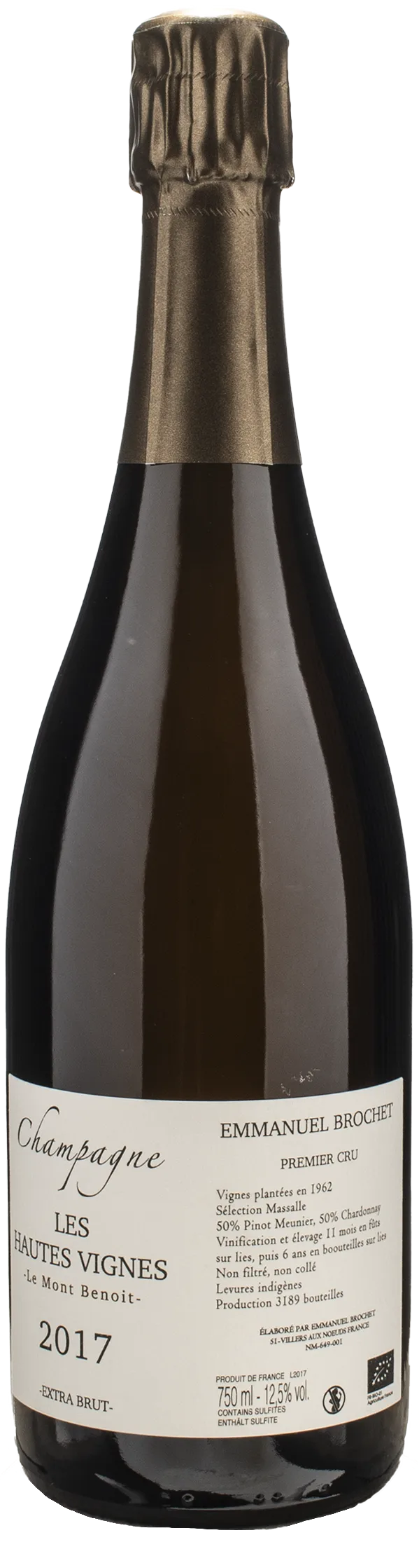 Emmanuel Brochet Champagne 1er Cru Extra Brut Les Hautes Vignes Le Mont Benoit 2017