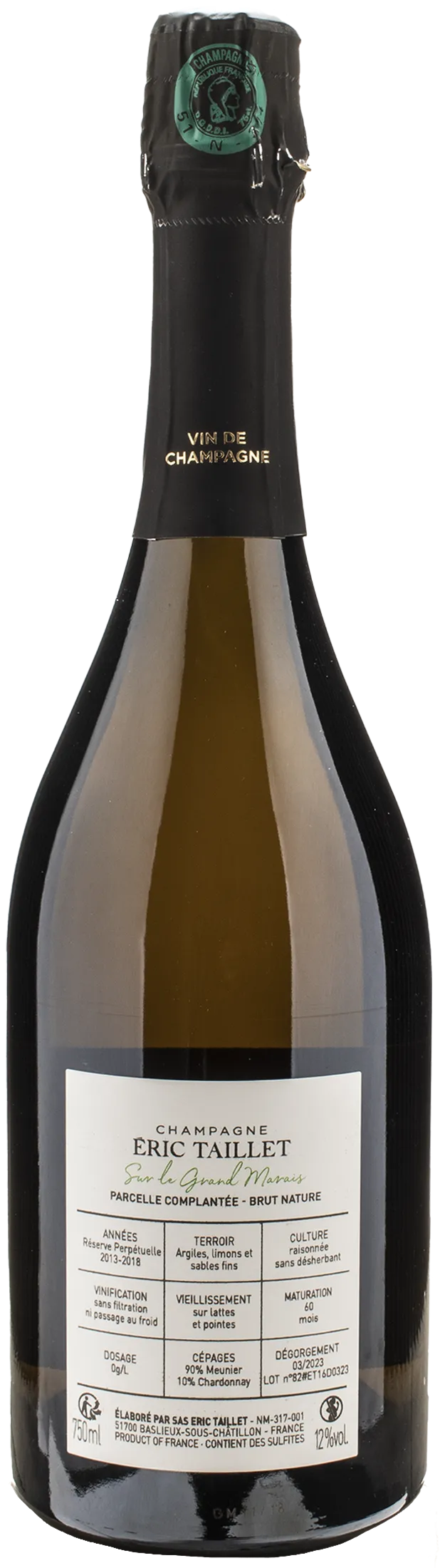 Eric Taillet Champagne Sur le Grand Marais Brut Nature