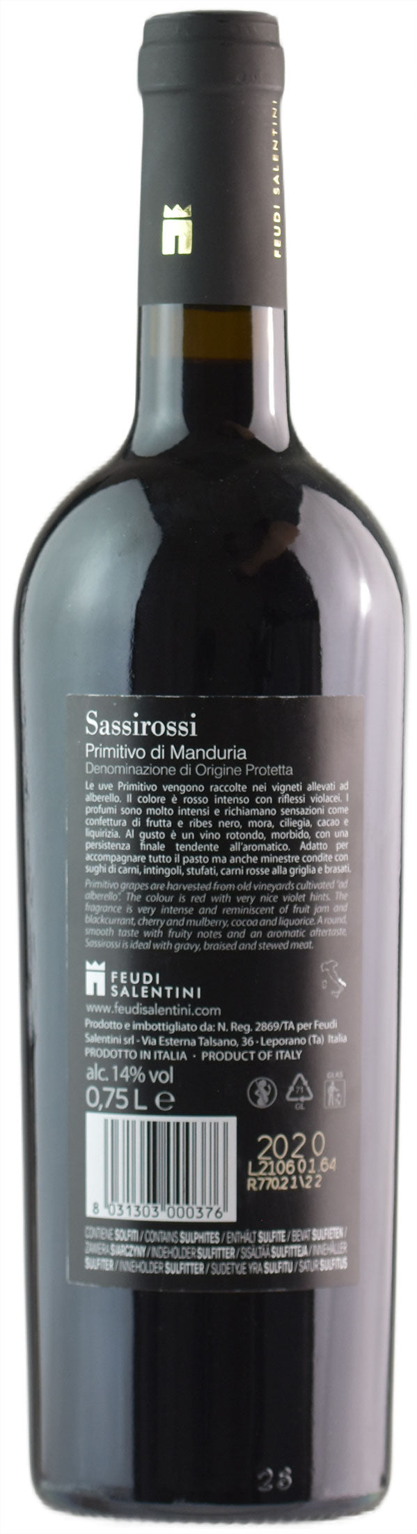 Feudi Salentini Primitivo di Manduria Sassirossi 2020
