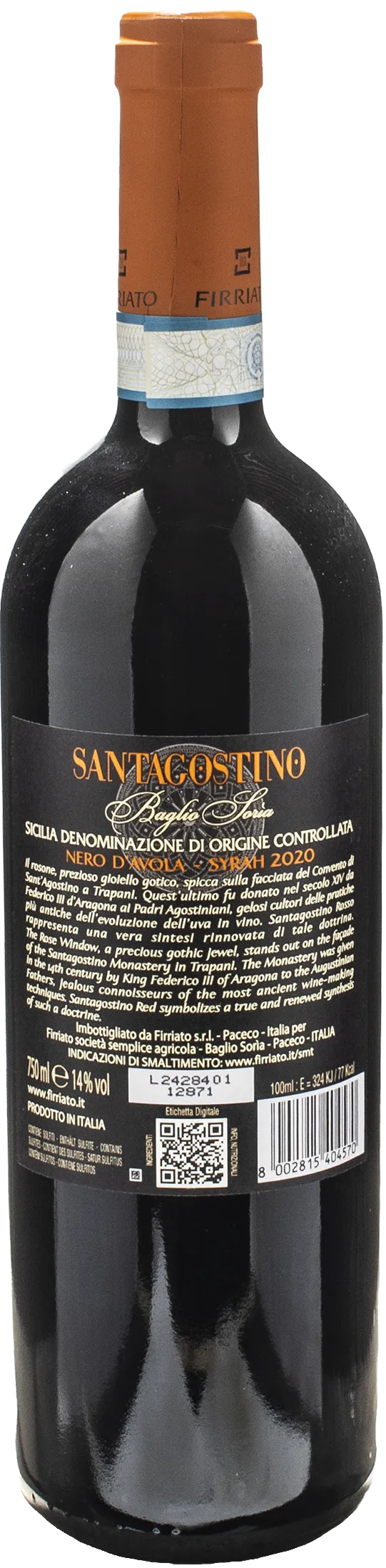 Firriato Santagostino Baglio Soria Rosso 2020
