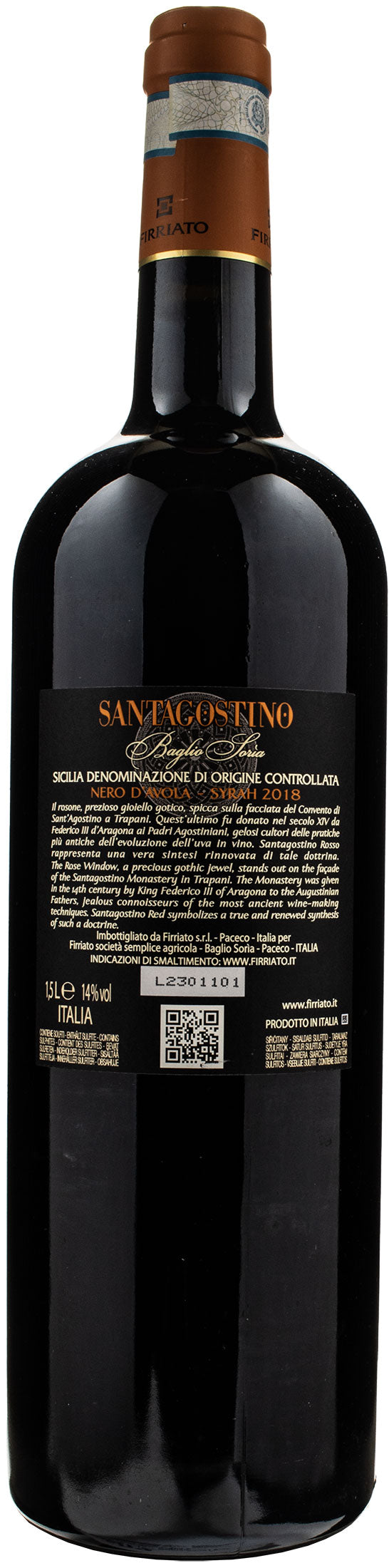 Firriato Santagostino Baglio Soria Syrah Nero D'Avola Magnum 2018