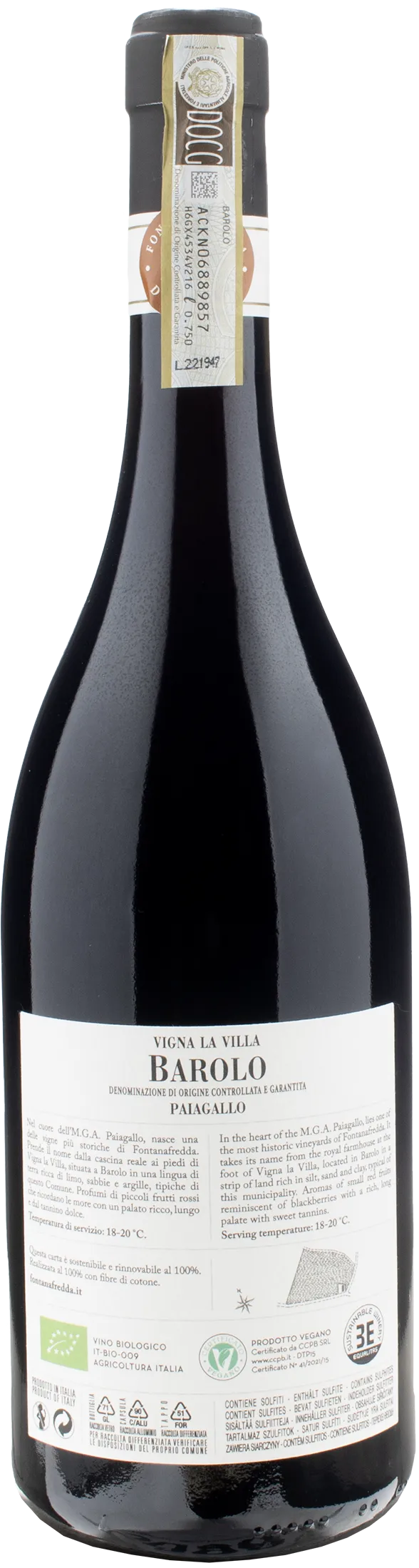 Fontanafredda Barolo Paiagallo Vigna La Villa 2019