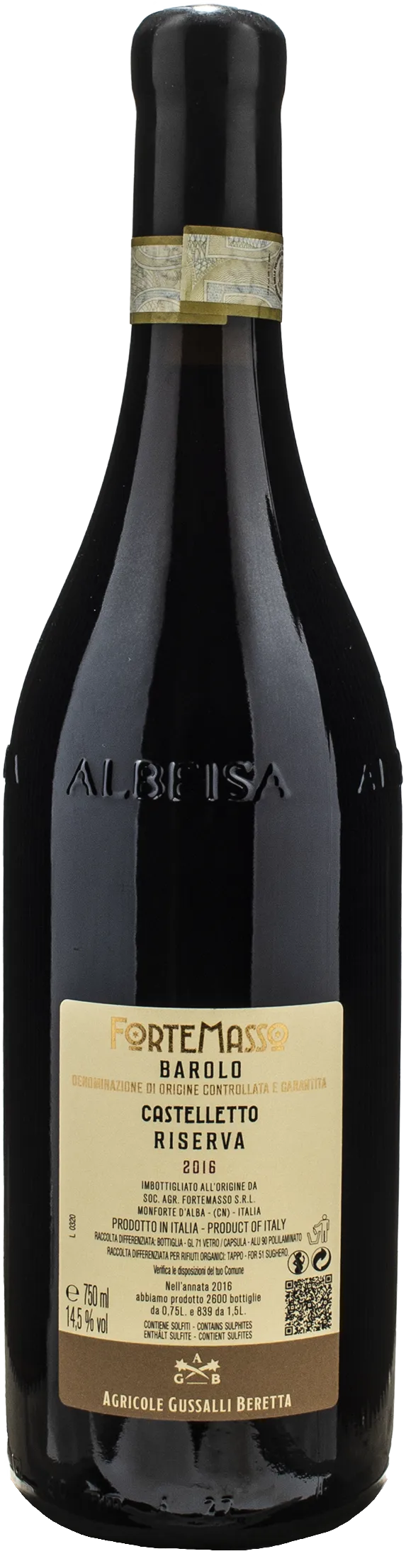 Fortemasso Barolo Castelletto Riserva 2016