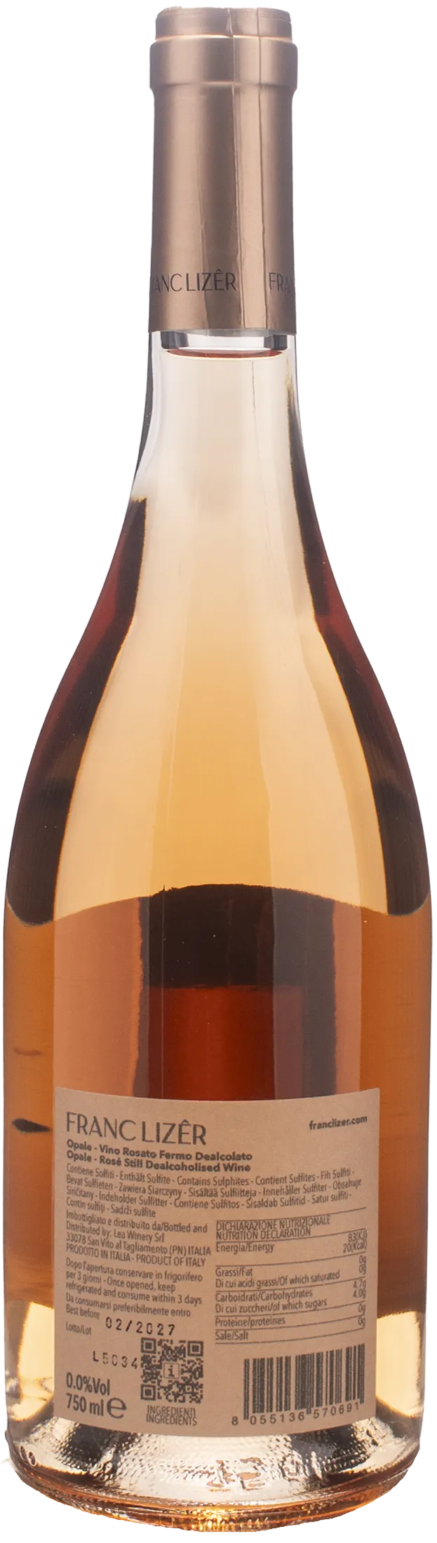 Franc Lizer Opale Rosè Fermo Zero Alcol