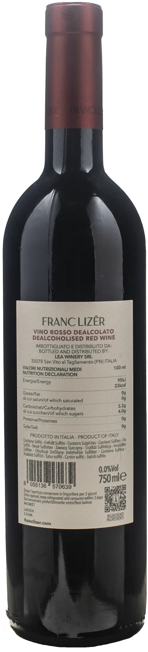Franc Lizer Rosso Zero Alcol