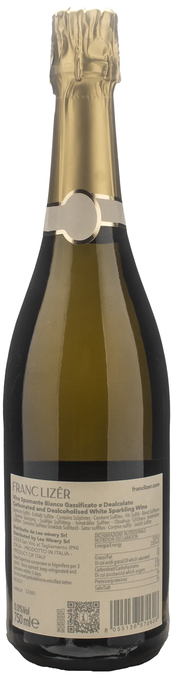 Franc Lizer Spumante Blanc de Blancs Zero Alcol