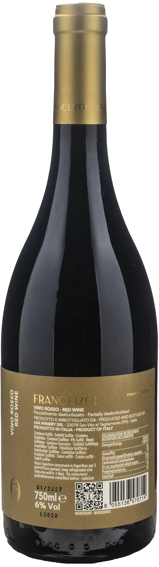 Franc Lizer Vino Rosso Low Alcol