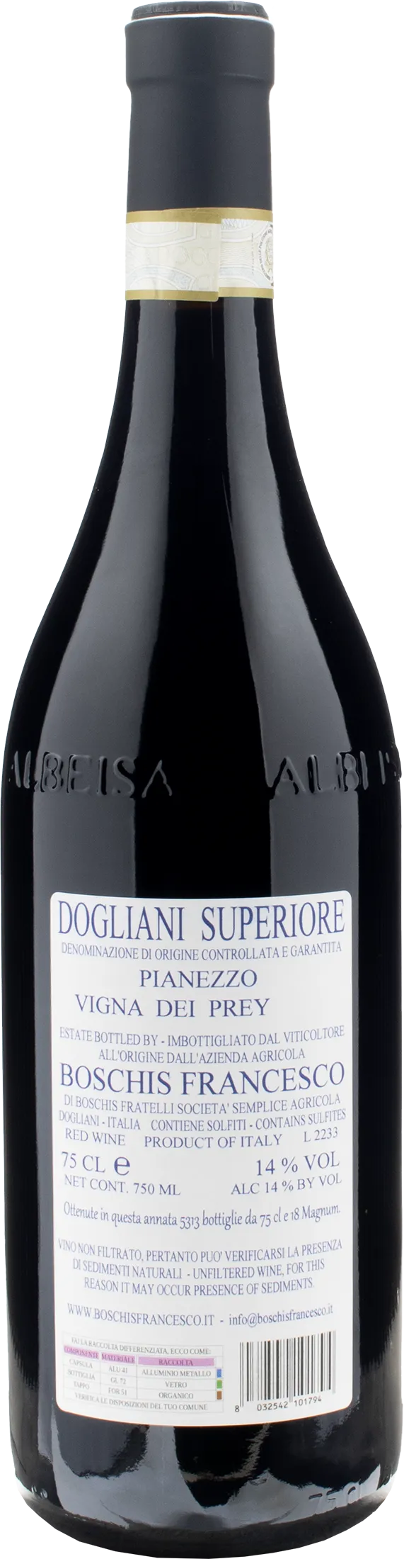 Francesco Boschis Dogliani Superiore Pianezzo Vigna dei Prey 2021