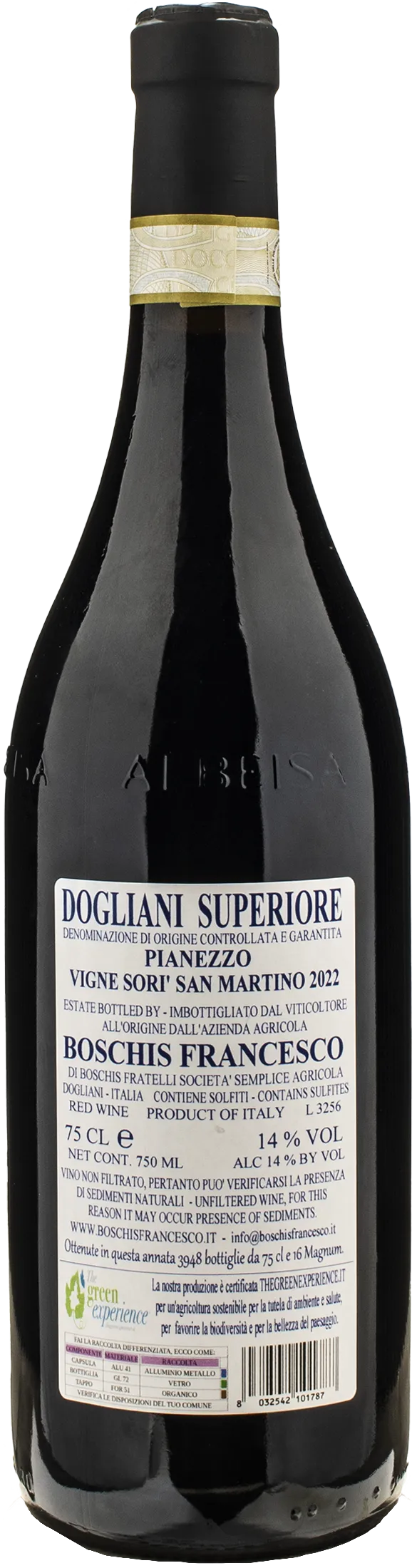 Francesco Boschis Dogliani Superiore Pianezzo Vigne Sori San Martino 2022