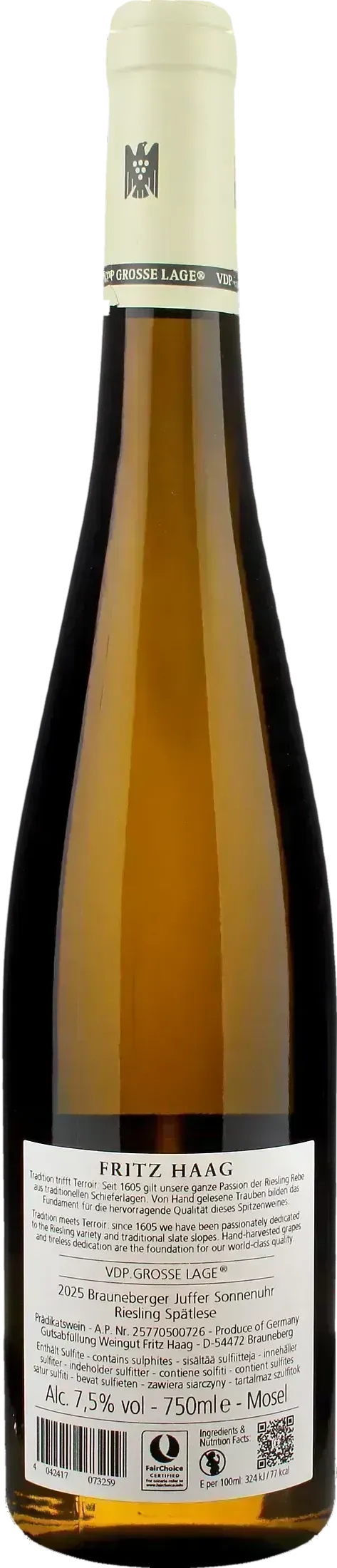 Fritz Haag Brauneberger Juffer Sonnenuhr Spatlese Riesling 2025
