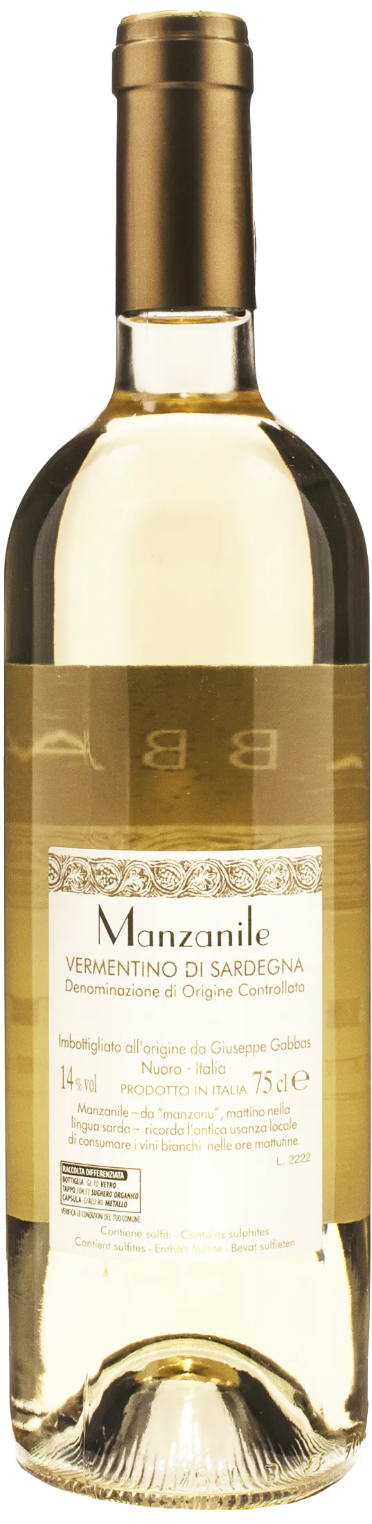 Gabbas Vermentino di Sardegna Manzanile 2022