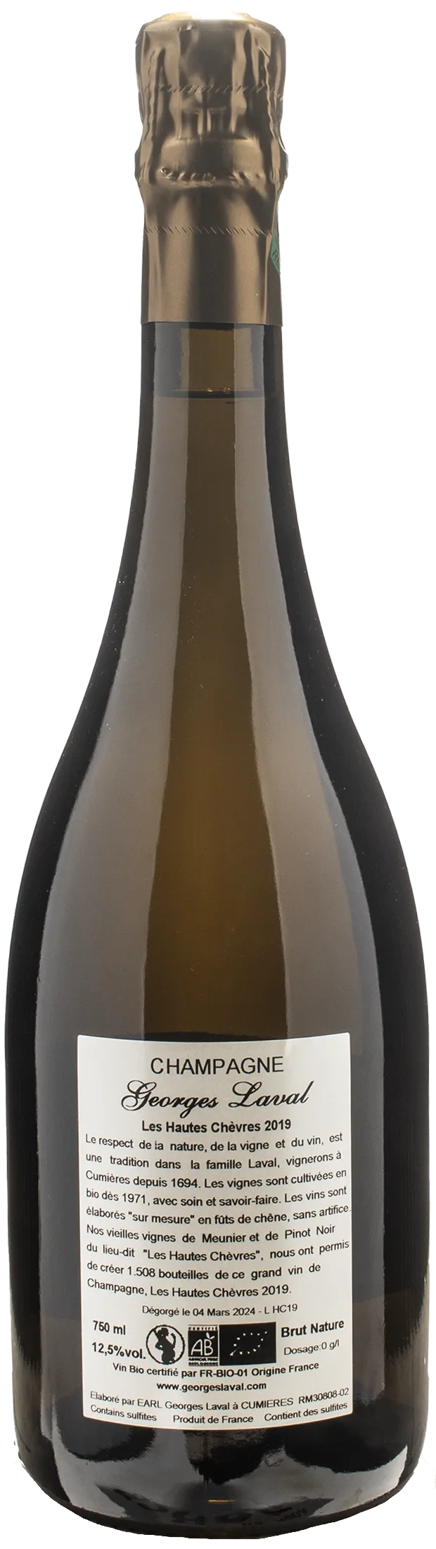 Georges Laval Champagne 1er Cru Les Hautes Chevres Cumieres Brut Nature 2019