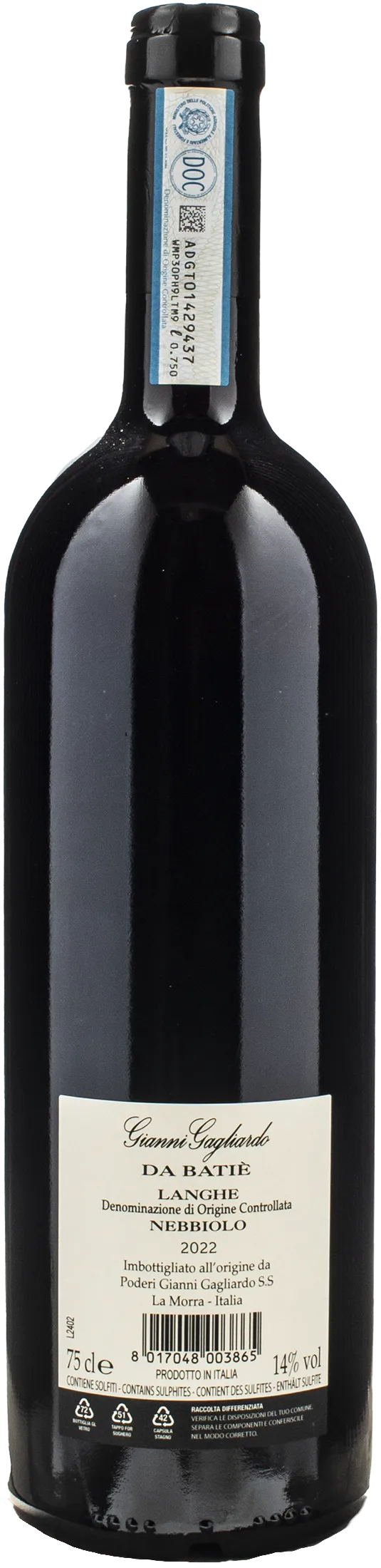 Gianni Gagliardo Langhe Nebbiolo Dabatie 2022