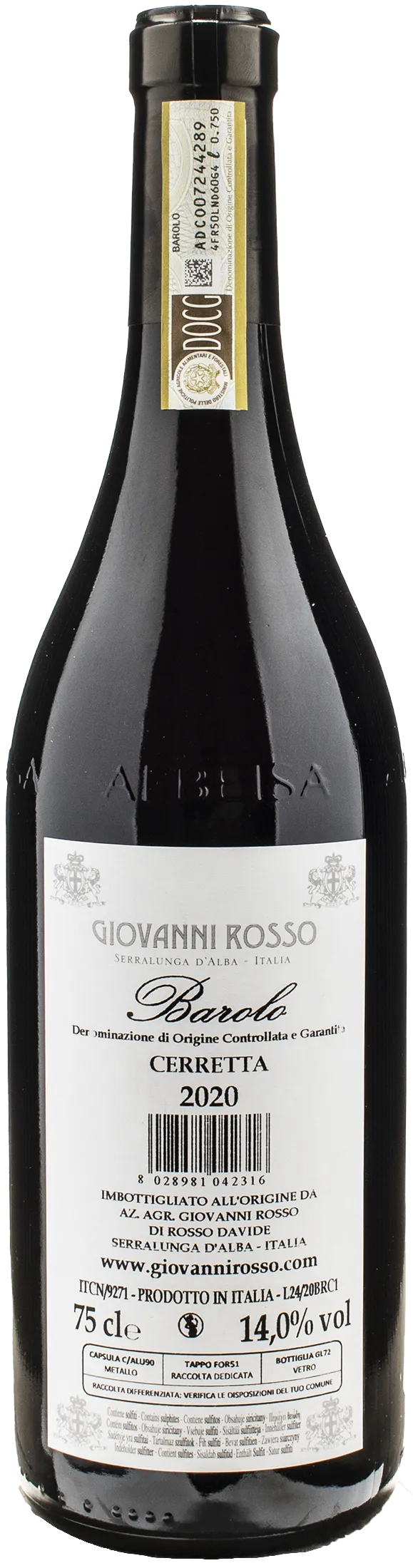 Giovanni Rosso Barolo Cerretta 2020
