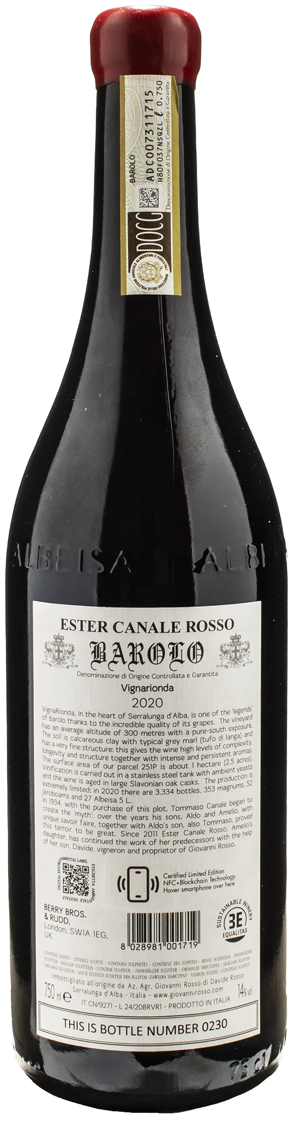 Giovanni Rosso Barolo Vigna Rionda Ester Canale Rosso 2020