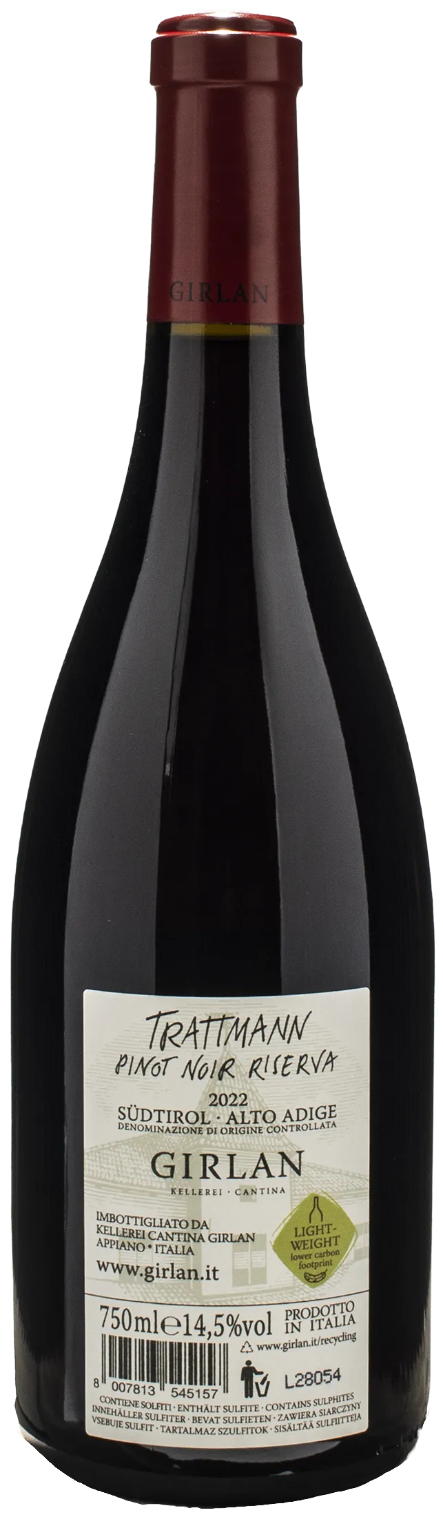 Girlan Alto Adige Pinot Nero Trattmann Riserva 2022