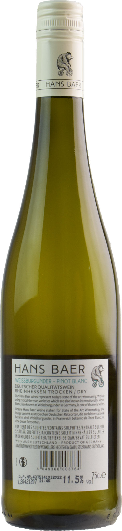 Hans Baer Rheinhessen Weissburgunder Troken 2021