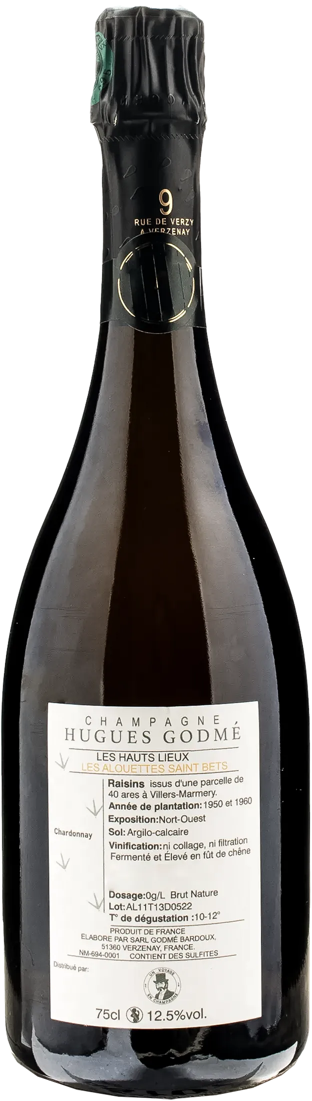 Hugues Godme Champagne Les Alouettes St Bets Brut Nature 2011