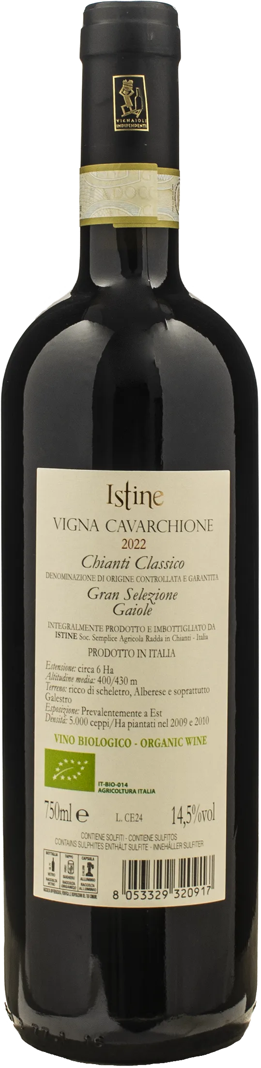 Istine Chianti Classico Gaiole Gran Selezione Vigna Cavarchione 2022