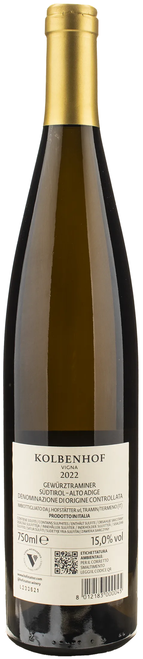 J. Hofstatter Vigna Kolbenhof Gewurztraminer 2022