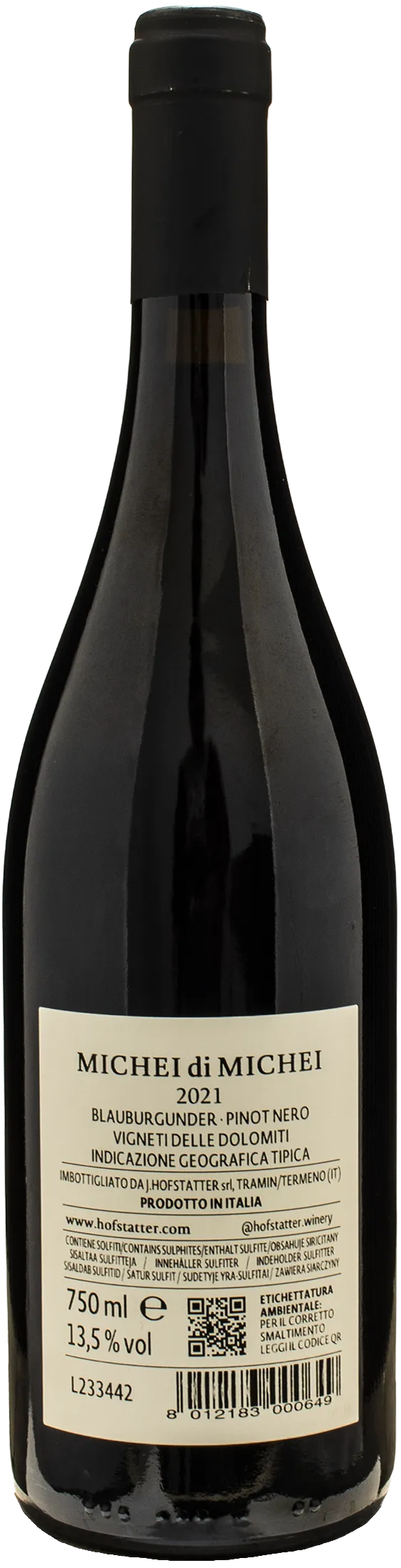 J. Hofstatter Michei di Michei Pinot Nero 2021