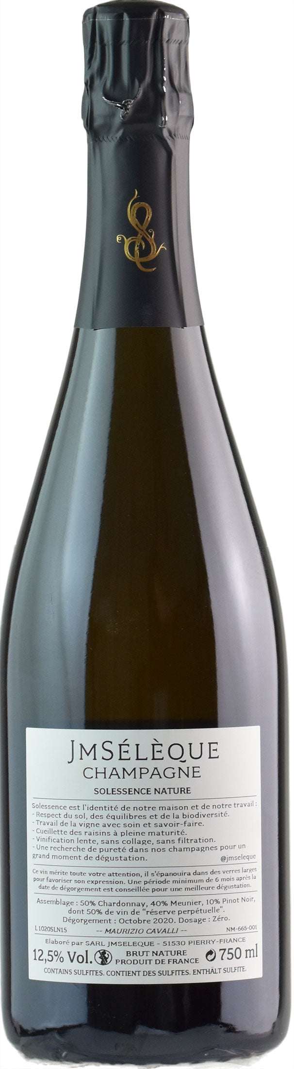 JM Seleque Champagne Solessence Nature Elevage Prolonge Brut Nature