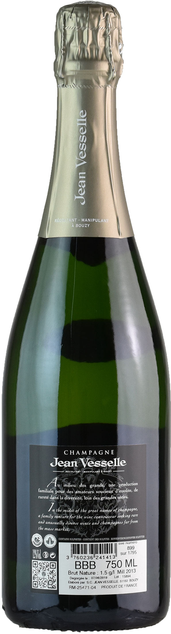 Jean Vesselle Champagne Grand Cru Nature Bouzy B3 2013