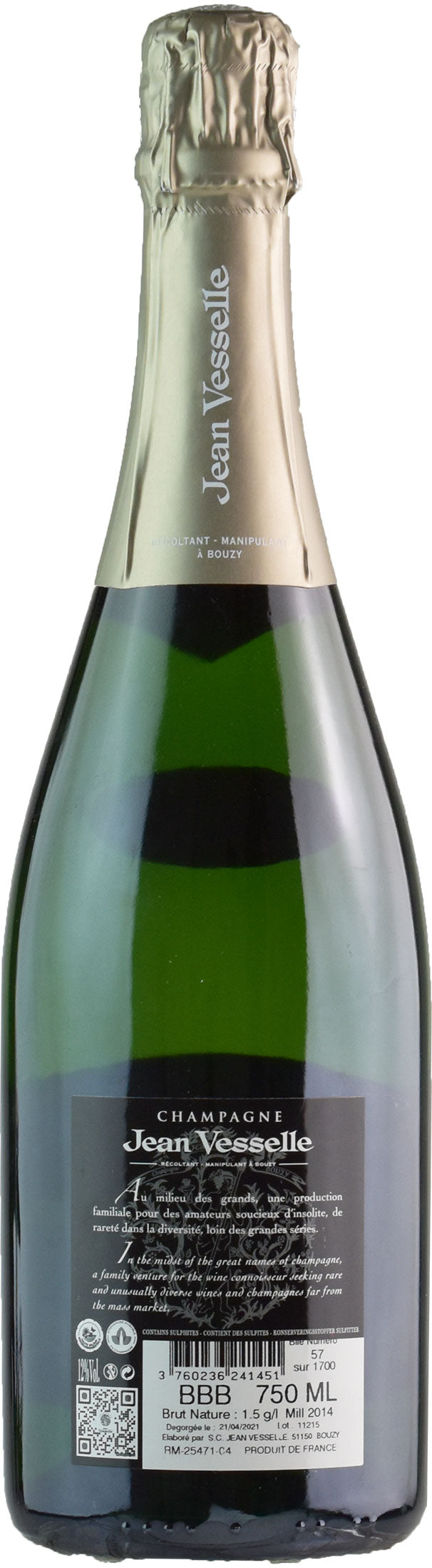 Jean Vesselle Champagne Grand Cru Nature Bouzy B3 2014