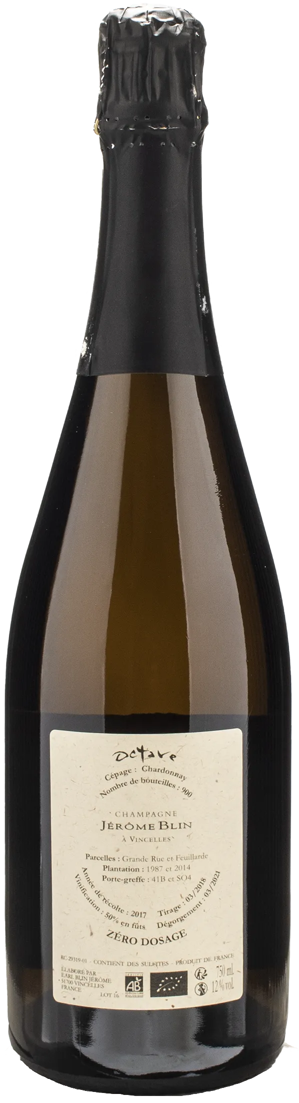 Jerome Blin Champagne Cuvee Octave Chardonnay Zero Dosage