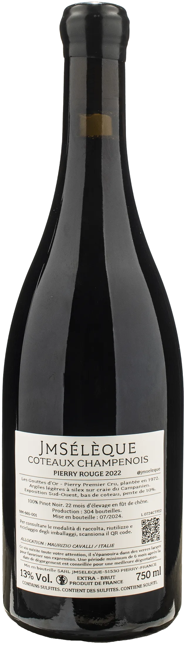 JM Seleque Coteaux Champenois Pierry Rouge Les Gouttes d'Or 1er Cru 2022