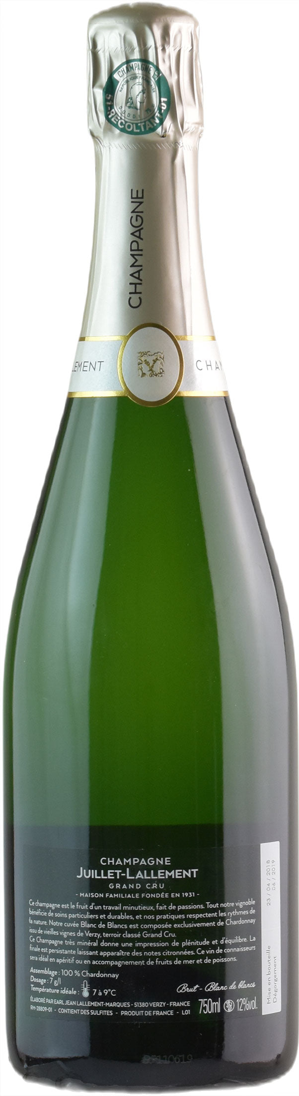 Juillet Lallement Champagne Blanc de Blancs Grand Cru Brut