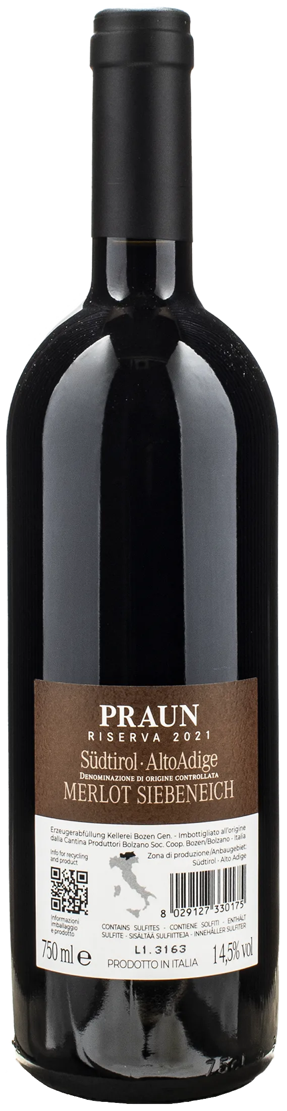 Kellerei Bozen Praun Siebeneich Merlot Riserva 2021