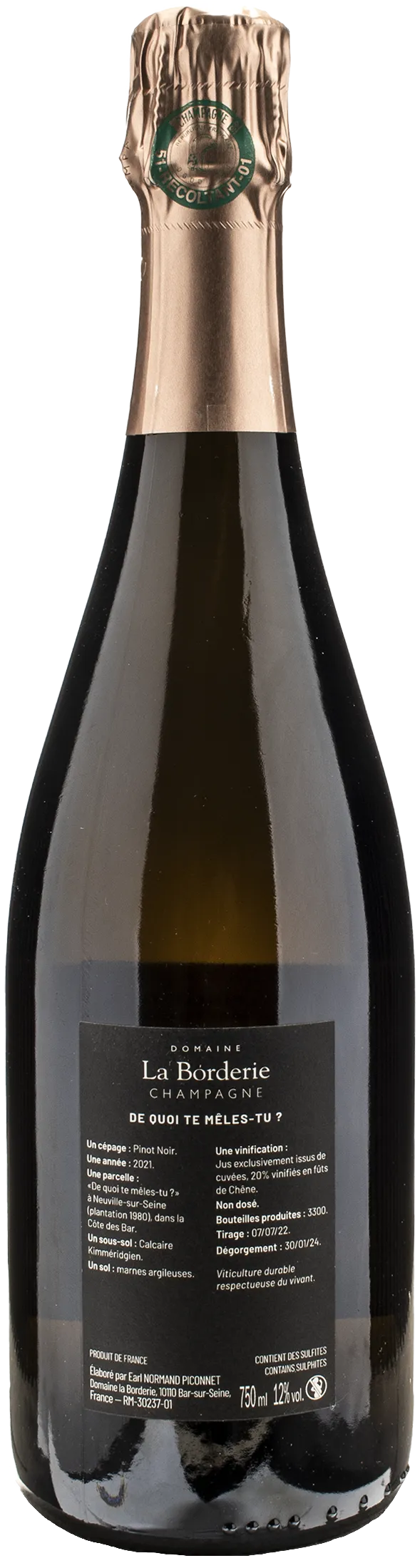 La Borderie Champagne Blanc de Noirs De Quoi Te Meles Tu Brut Nature