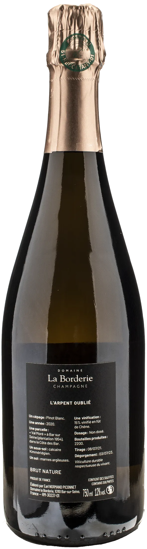 La Borderie Champagne l'Arpent Oublie Brut Nature