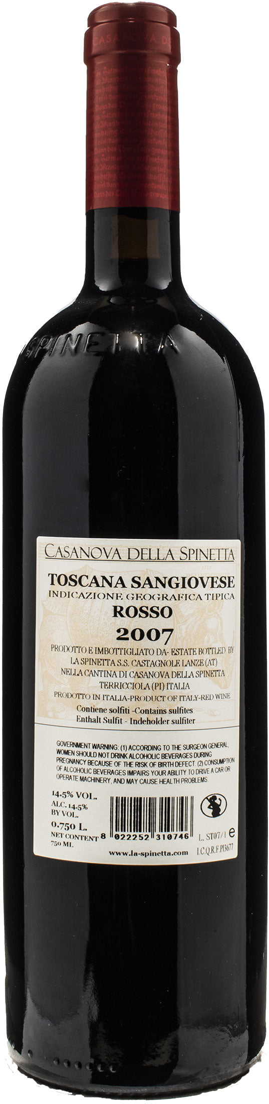 Casanova della Spinetta Toscana Sangiovese Rosso Sassontino 2007