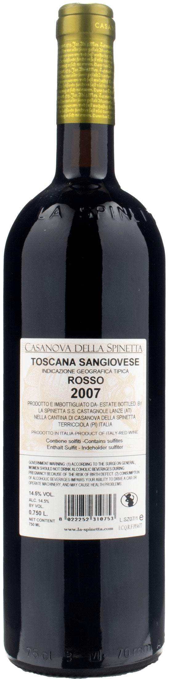 Casanova della Spinetta Toscana Sangiovese Rosso Sezzana 2007