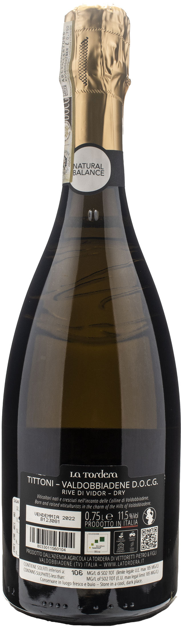 La Tordera Valdobbiadene Prosecco Rive di Vidor Tittoni Dry 2022