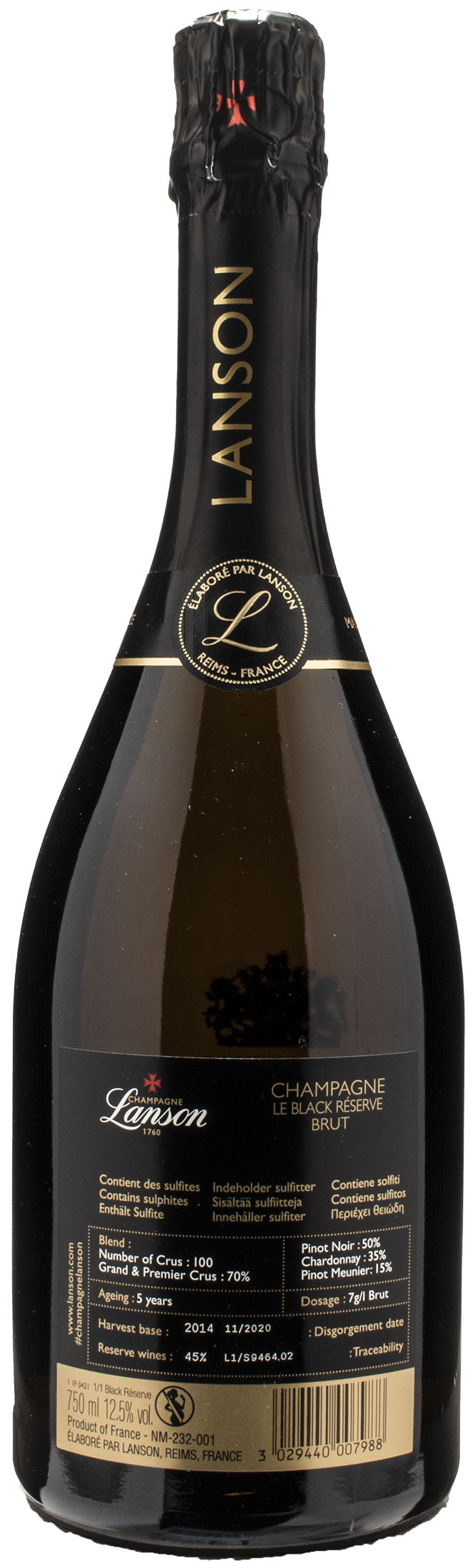 Lanson 1760 Champagne Le Black Reserve Brut