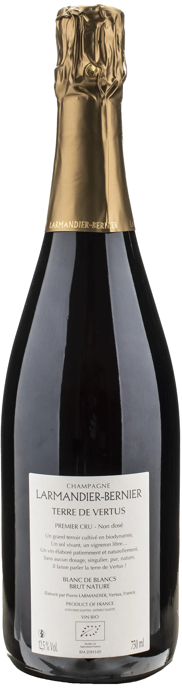 Larmandier Bernier Champagne 1er cru Terre de Vertus Blanc de Blancs Brut Nature 2017