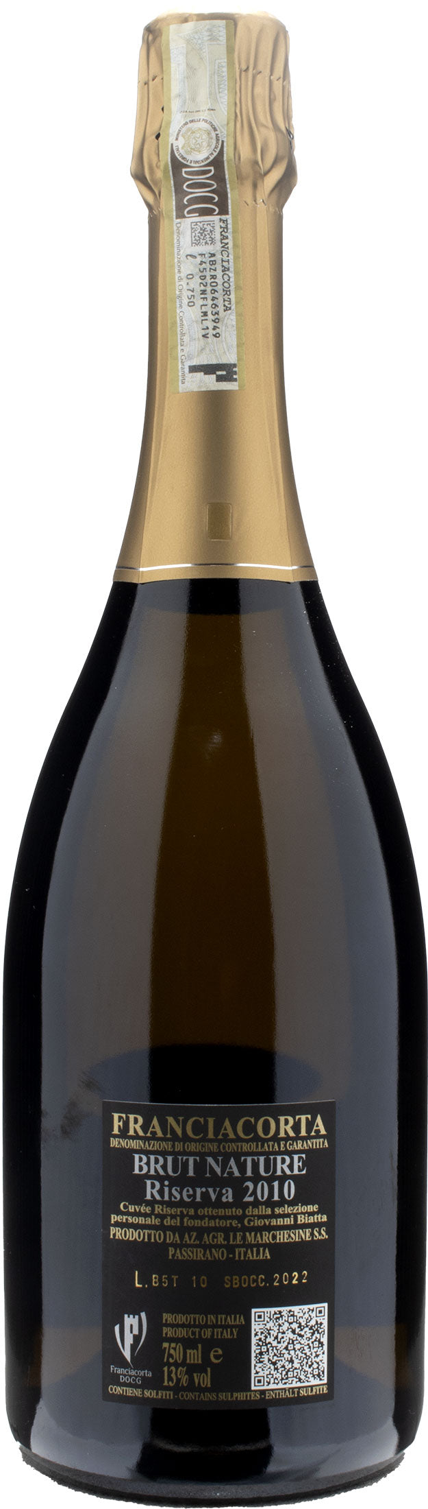 Le Marchesine Franciacorta Brut Nature Secolo Novo Giovanni Biatta Riserva 2010