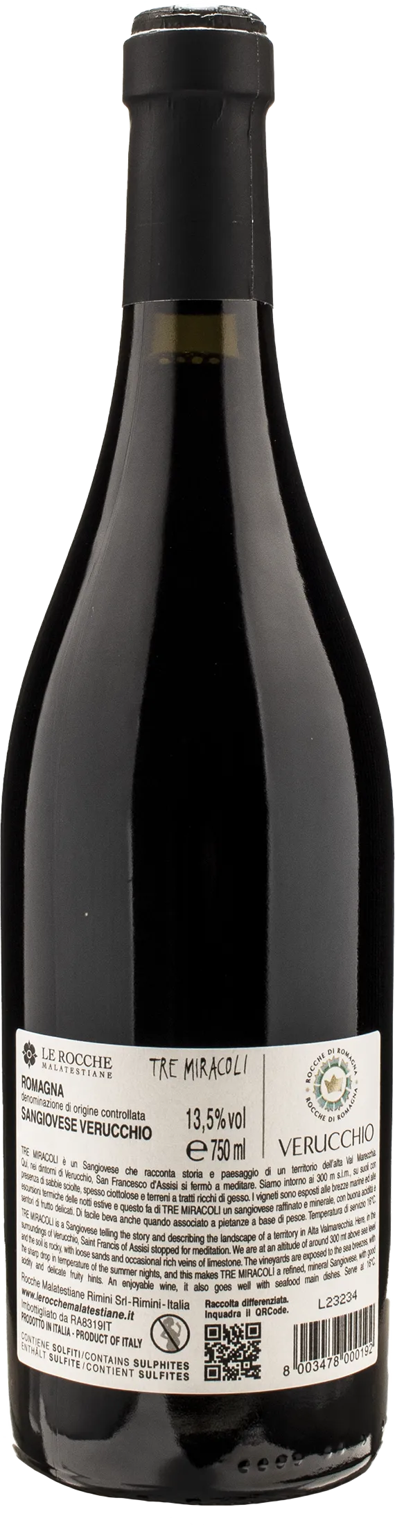 Le Rocche Malatestiane Sangiovese Tre Miracoli 2022