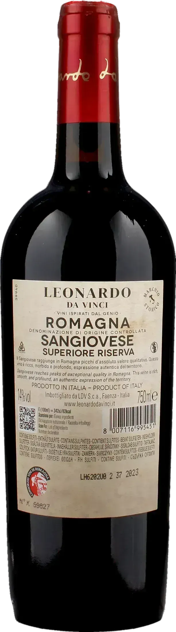 Leonardo da Vinci 1502 Sangiovese Superiore Rocca di Cesena Riserva 2023